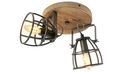 Deckenleuchte, 2-flammig, Holz/Metall
