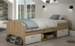 Einzelbett mit Schubladen