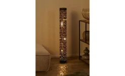 LED-Stehleuchte, 1-flammig, Stoff schwarz/gold