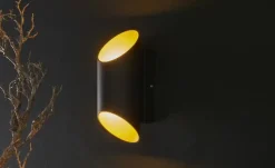 Meisterleuchten LED-Wandleuchte, 2-flammig, schwarz/gold