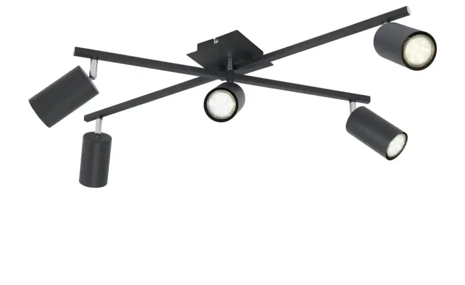 Trio Deckenspot, 5-flammig, schwarz