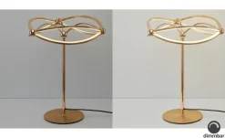 Trio LED-Tischleuchte, messing-matt, geschwungen